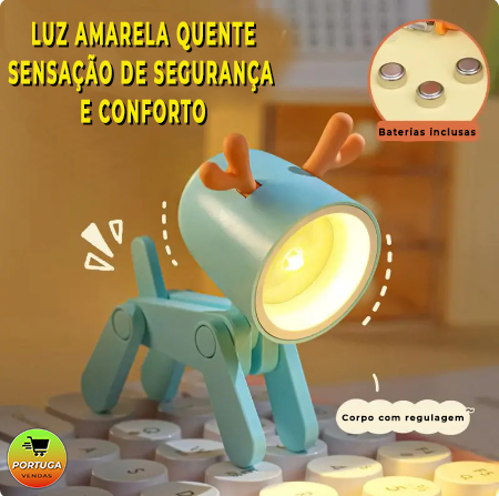 Mini Luminária Infantil Em LED (cachorro ou alce)